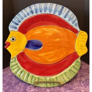 La Musa Italian Pottery Colorful Fish Wall‎ Hanging Plate Plaque Italy Decor